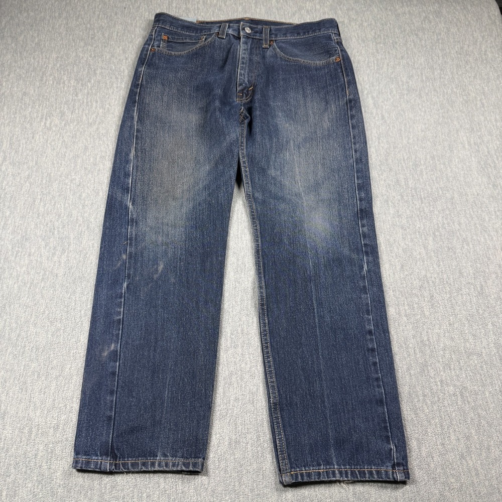 Levis Jeans Mens 34x29 Blue 505 Regular Fit Straight Leg Classic Denim Casual‎